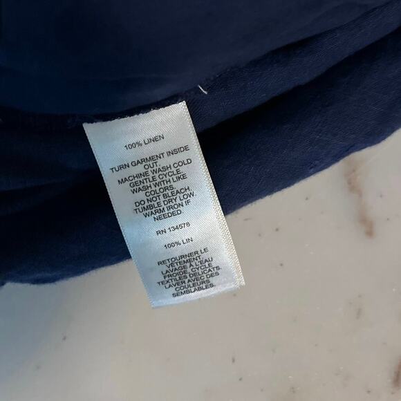 Vineyard Vines Wide Leg Straight Linen Pants XL Navy Blue Gaucho High Waist - Picture 6 of 6